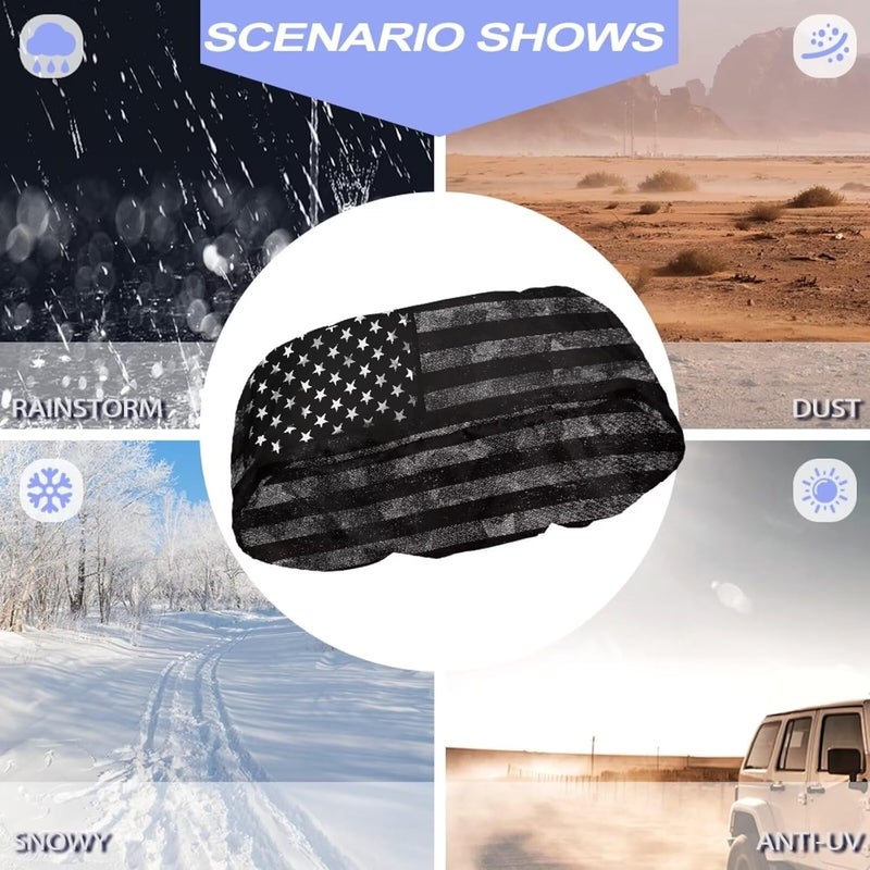 Mintulipy Gray Camo American Flag Winch Cover Universal Winch Protection Cover, Dust-Proof Winch Protective Cover for Indoor Outdoor 8500-17500 lbs - Image 4